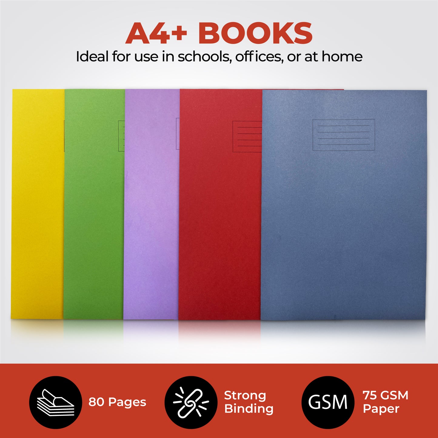 Janrax A4+ Purple 48 Page Feint Ruled and Margin Exercise Book WF Paper with 225gsm Manilla Cover 240x340mm Workbook