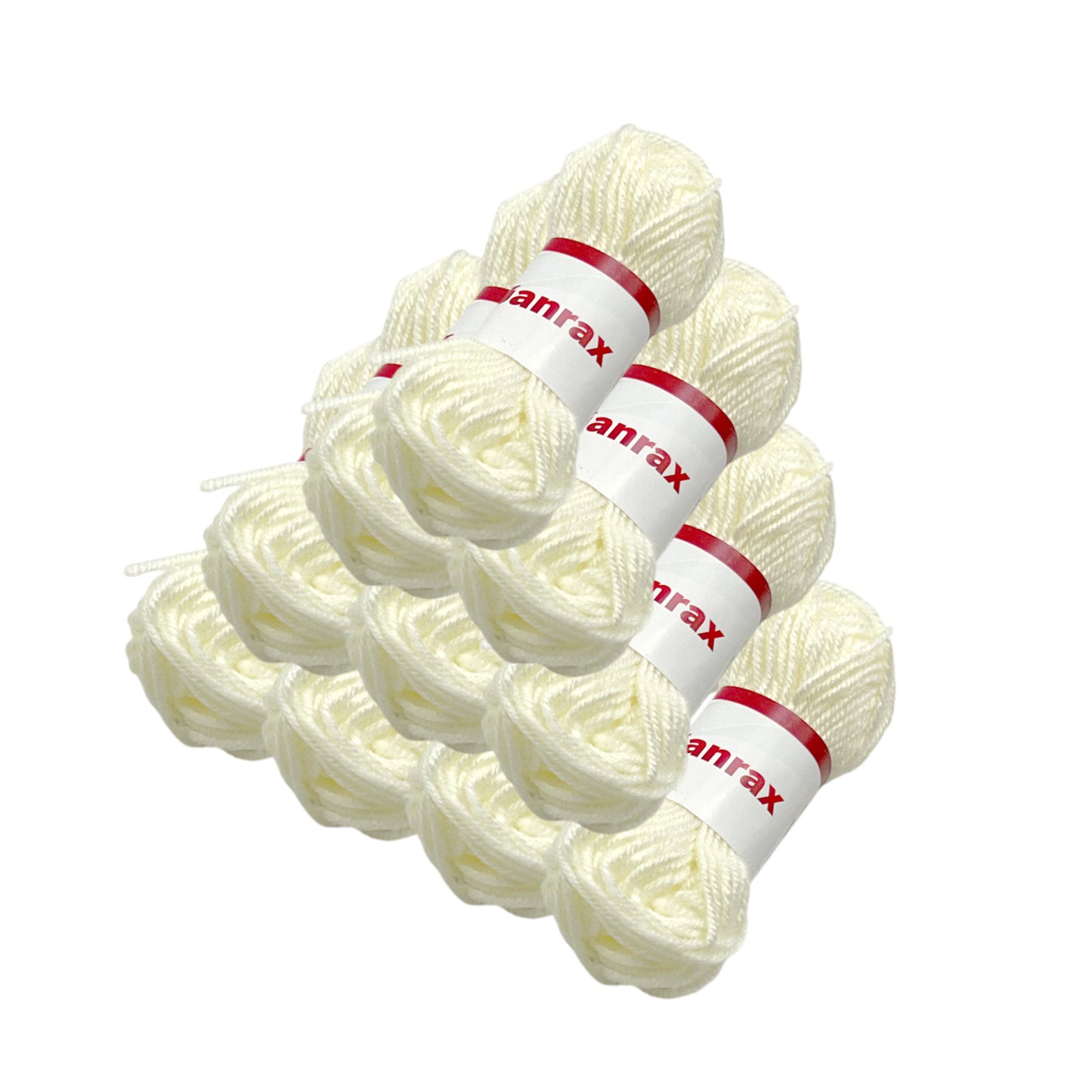 Pack of 5 Off White Acrylic Yarn Rolls – 10g each, 4 Strand 8 Ply Knitting Wool