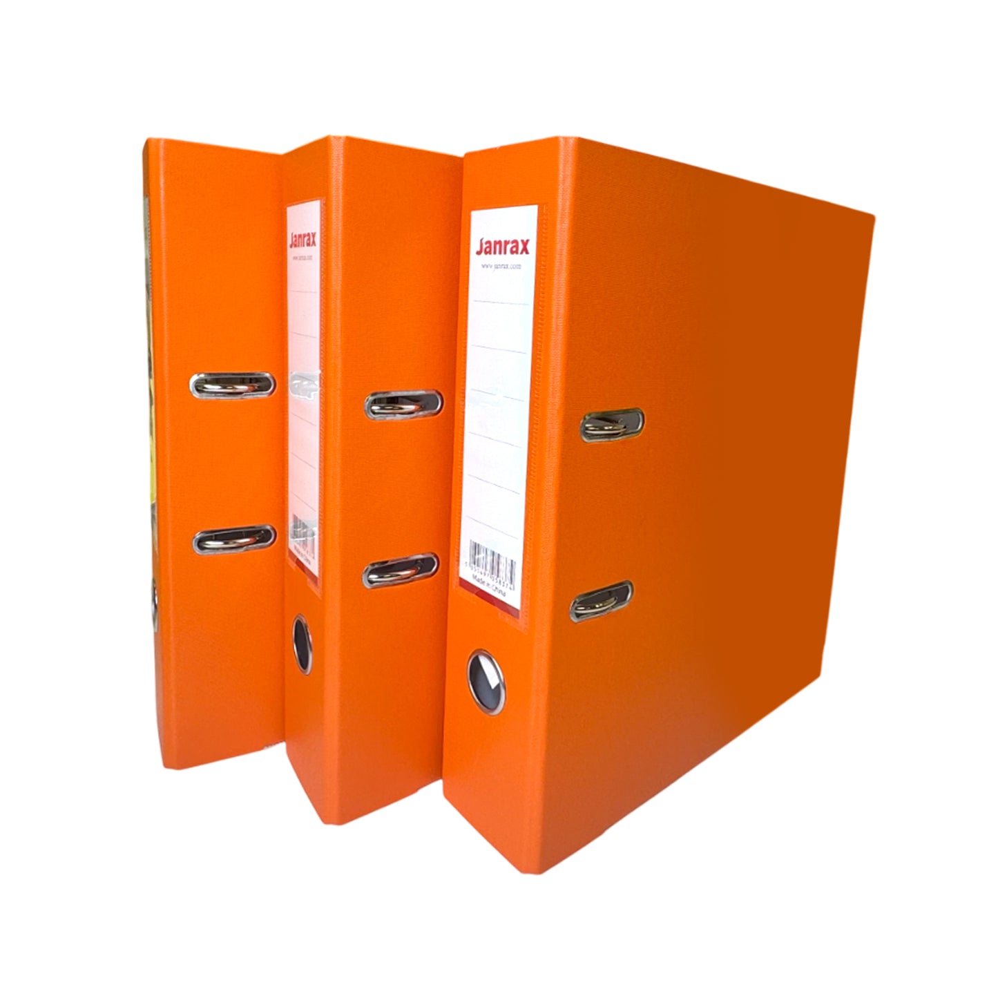 Pack of 3 A4 Orange Paperbacked Lever Arch Files by Janrax