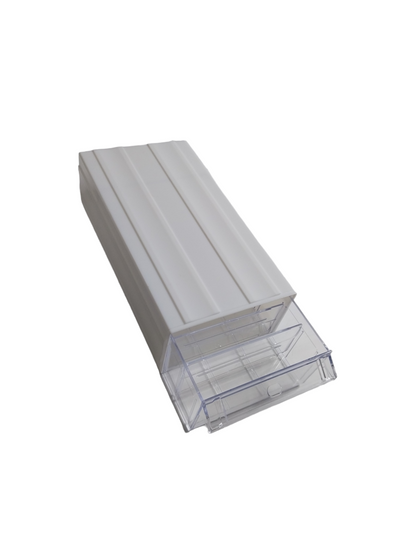 White Stackable Plastic Storage Drawers L322xW160xH87mm with Removable Compartments