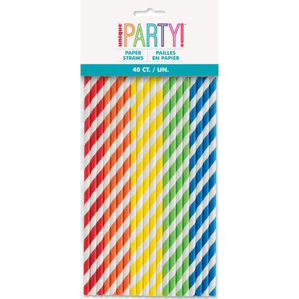 Pack of 40 Assorted Solid Color High Count Paper Straws