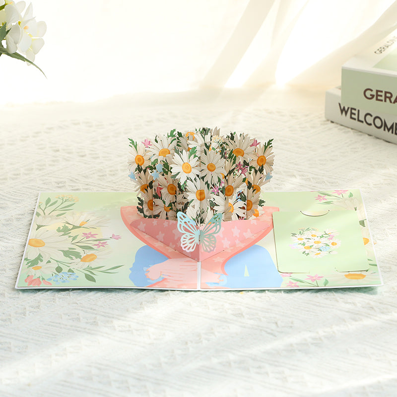 Daisy Bouquet 3D Pop Up Greeting Card - Mother's Day Birthday Anniversary