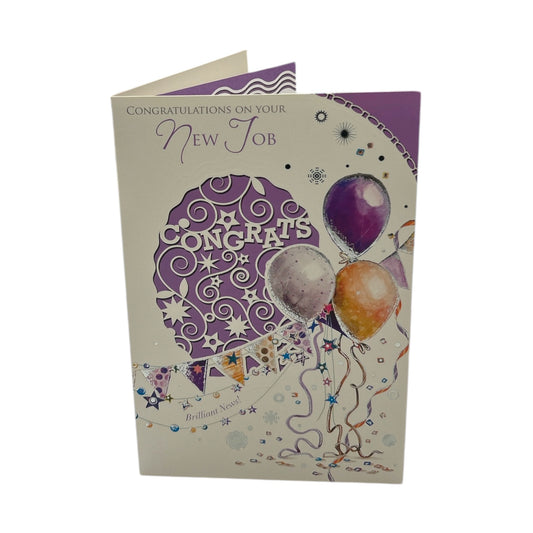 Congratulations On Your New Job Balloons and Bunting Design Celebrity Style Card