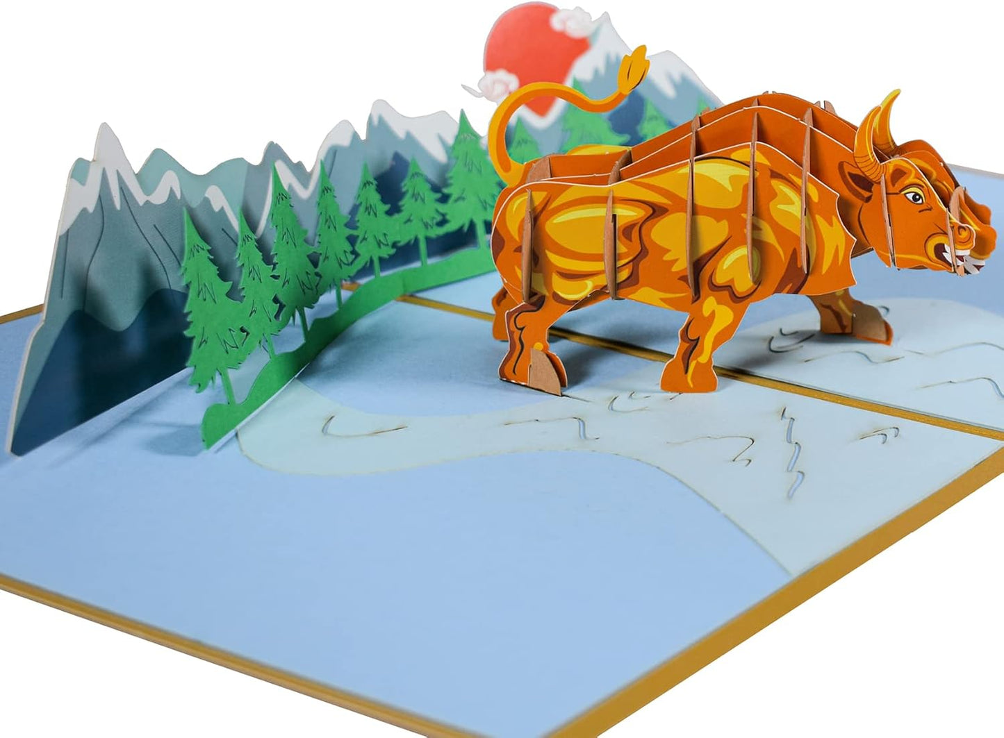 Stereoscopic Cow 3D Pop Up Greeting Card - Kids Theme Birthday