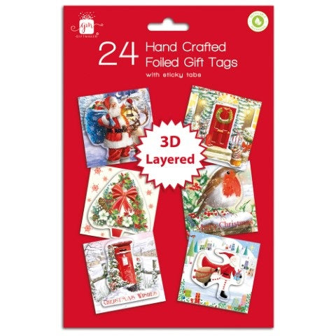 Pack of 24 Handcrafted Classic Christmas Gift Tags