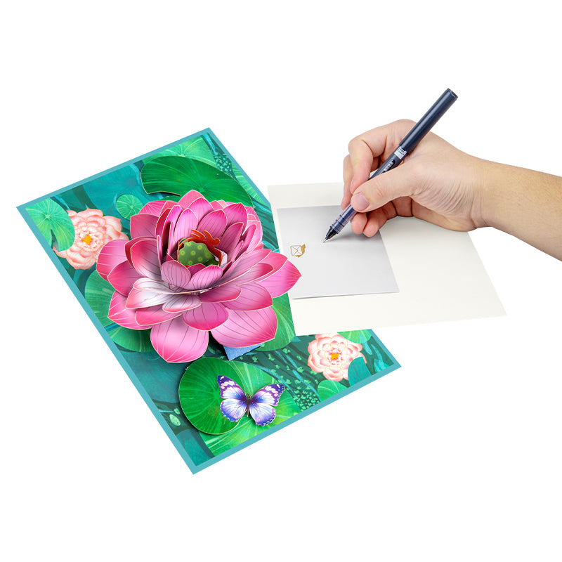 Floating Grace Pink Lotus Pop Up Greeting Card
