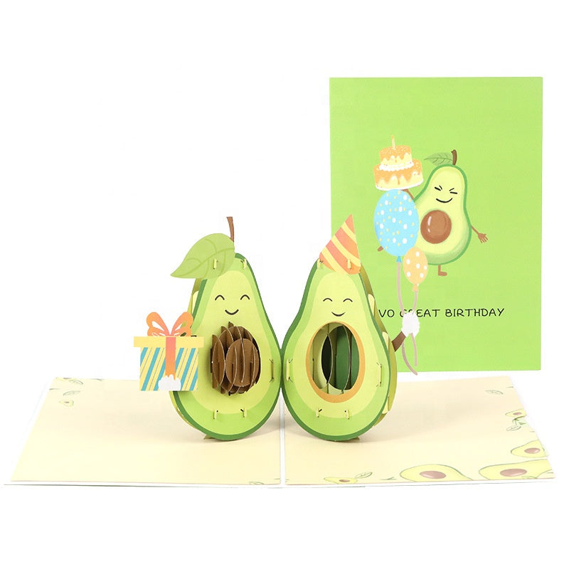 Cute Avocados 3D Pop Up Birthday Card