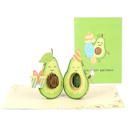 Cute Avocados 3D Pop Up Birthday Card
