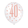 Pack of 6 12" Birthday Rose Gold Glitz Number 40 Latex Balloons
