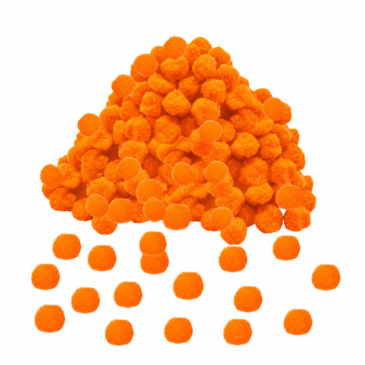 Pack of 250 Orange Pom Poms 1.5cm – Soft Fluffy Craft Balls