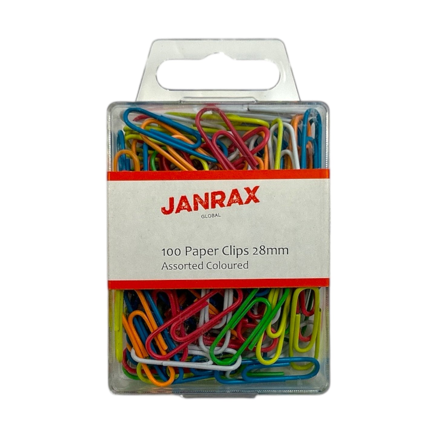 Pack of 500 Assorted Coloured 28mm Paper Clips in Hang Pack