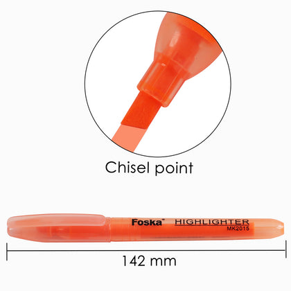 Pack of 12 Slim Orange Highlighter Pens - Chisel Tip