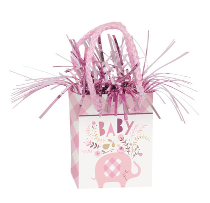 Pink Floral Elephant Mini Gift Bag Balloon Weight