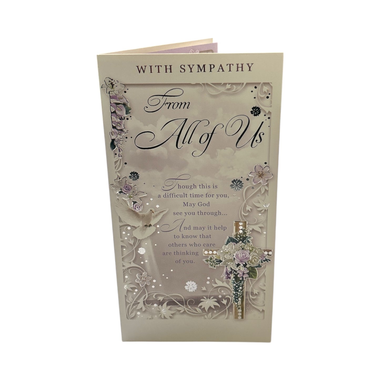 From All of Us Religious Cross Design Sympathy Opacity Card