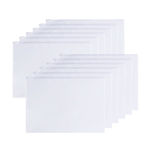 Pack of 12 A6 Clear Zippy Bags with White Zip