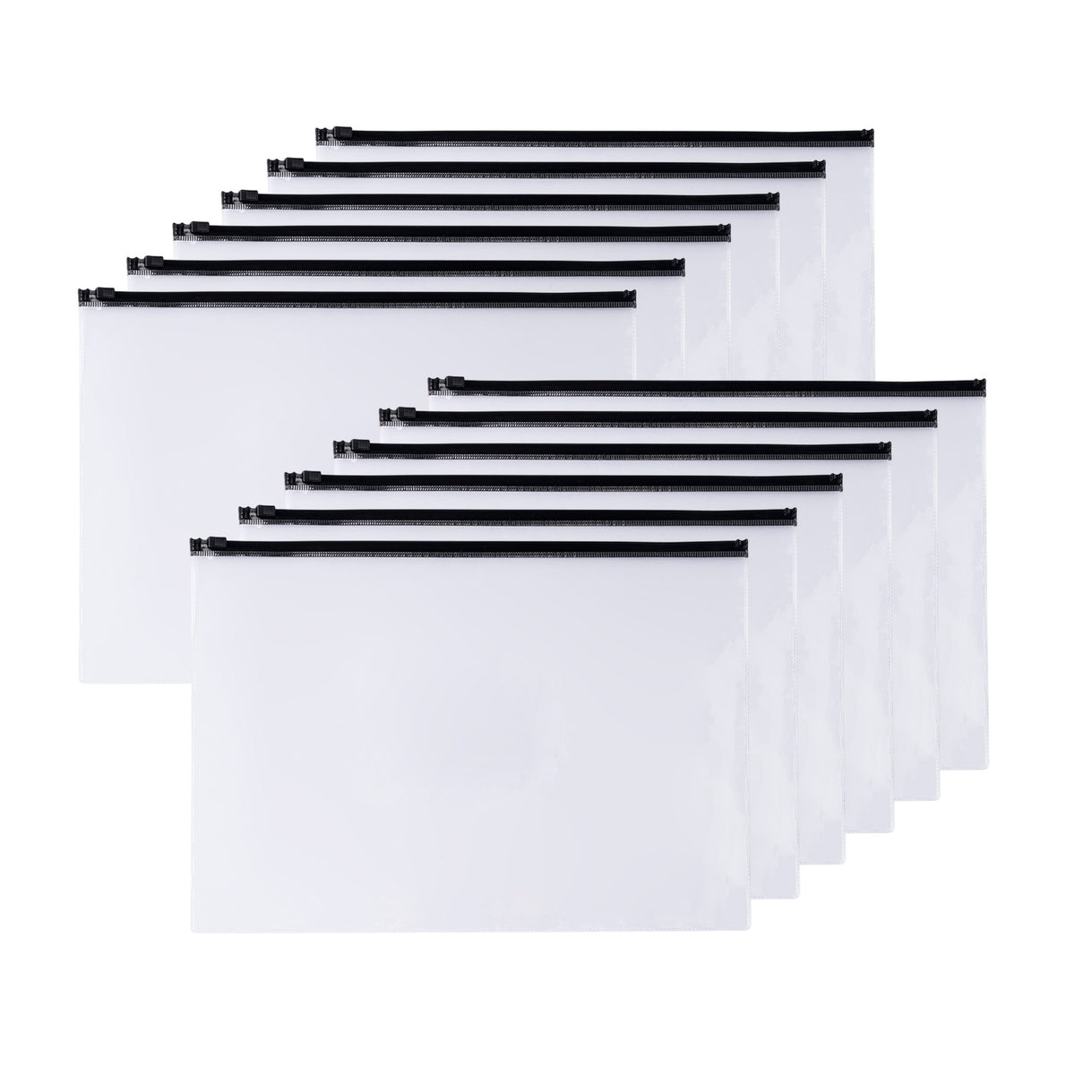 Pack of 12 A6 Clear Zippy Bags with Black Zip