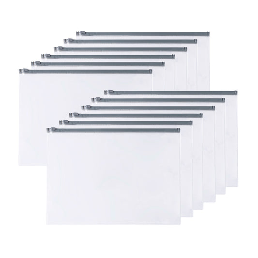 Pack of 12 A6 Clear Zippy Bags with Grey Zip