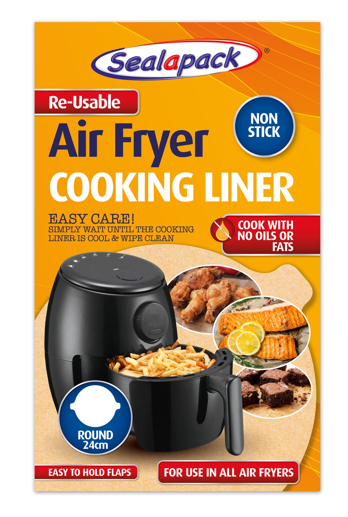 Single Sealpack Reusable Air Fryer Liner, Round 24cm