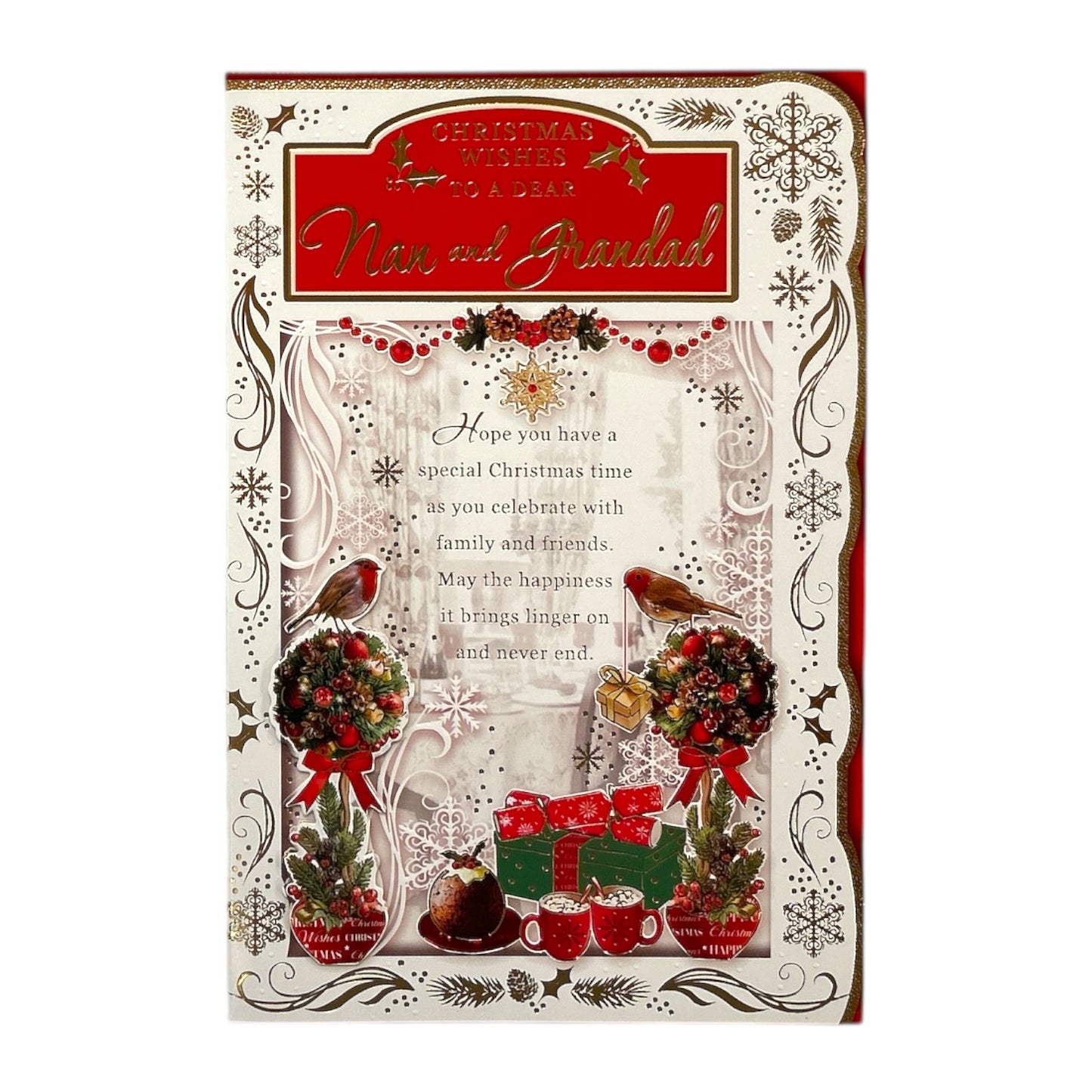 To a Dear Nan and Grandad Best Wishes Classic Design Christmas Card