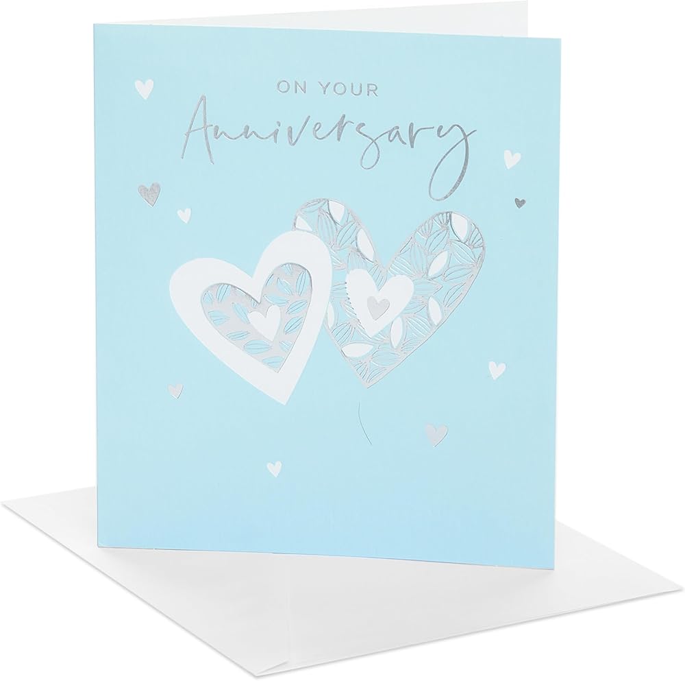 Two Hearts with Pattern Design Anniversary Card