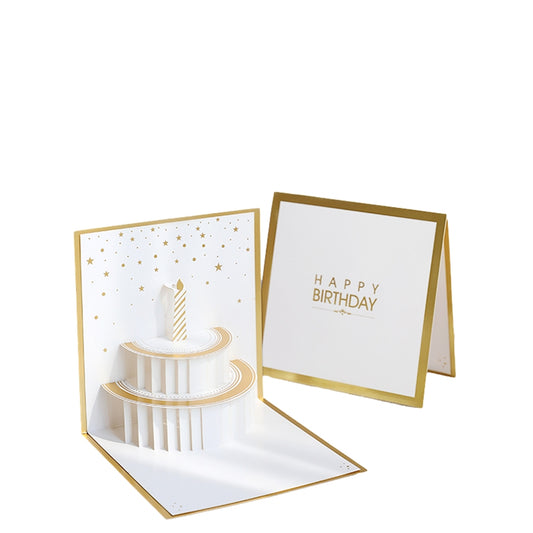 White & Gold Celebration 3D Pop Up Birthday Card