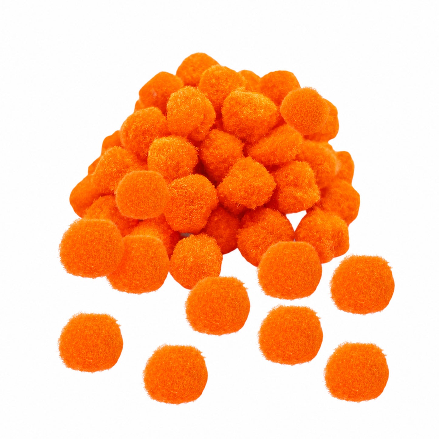 Pack of 50 Orange Pom Poms 1.5cm – Soft Fluffy Craft Balls