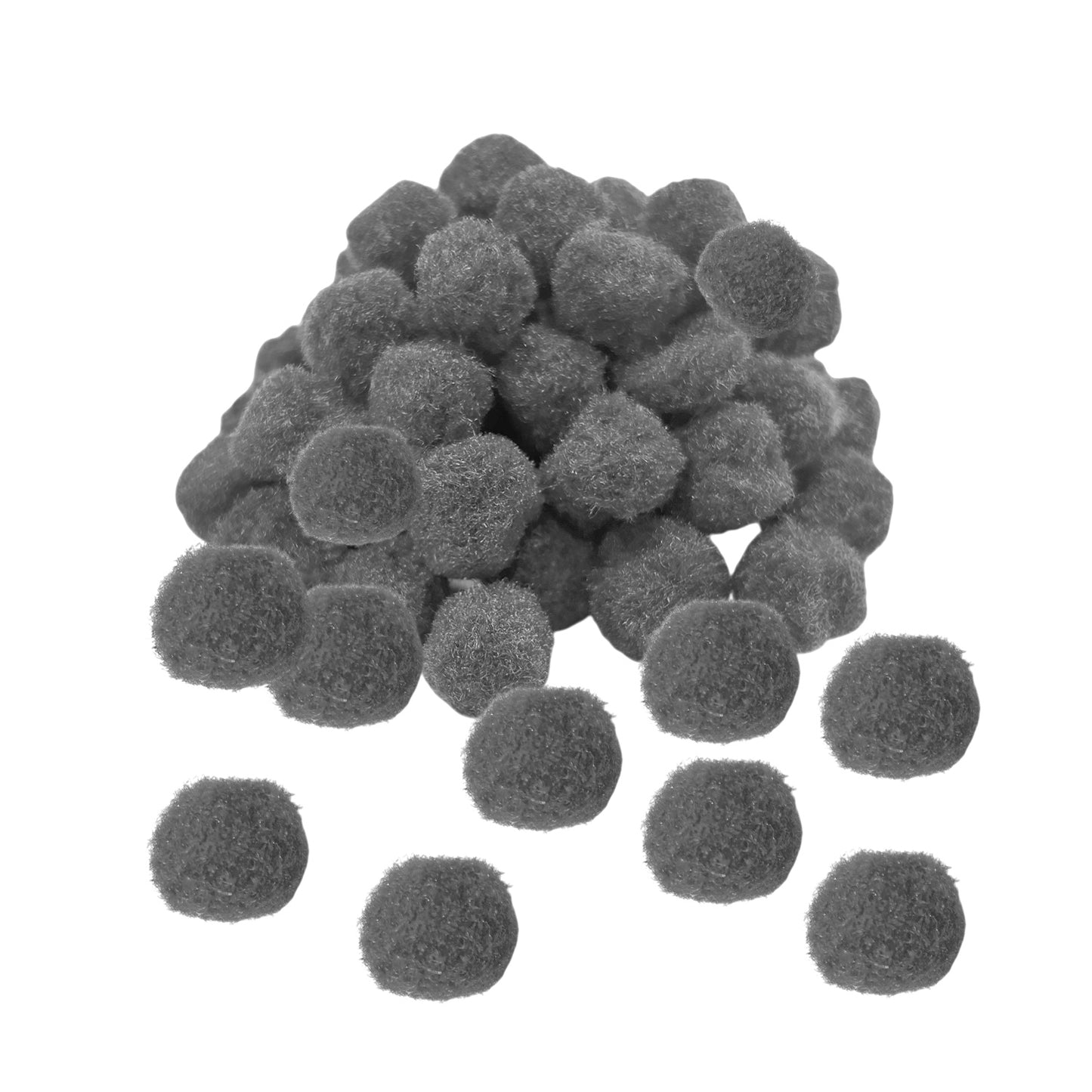 Pack of 50 Grey Pom Poms 1.5cm – Soft Fluffy Craft Balls
