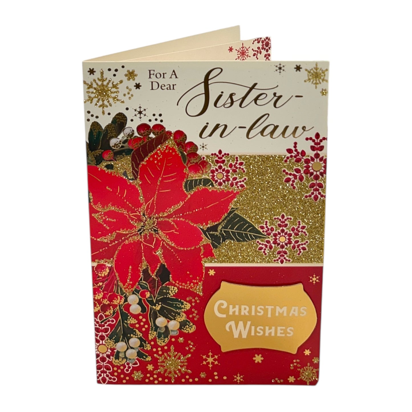 For a Dear Sister In Law Poinsettia Flower Design Christmas Card
