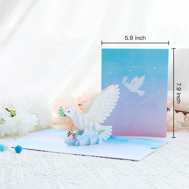 Wings of Peace Dove 3D Pop Up Card - Thank You Sympathy 