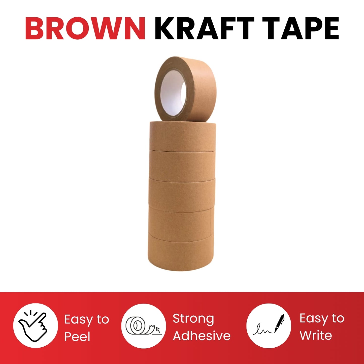 Pack of 12 Kraft Packaging Paper Tapes 48mm x 40m