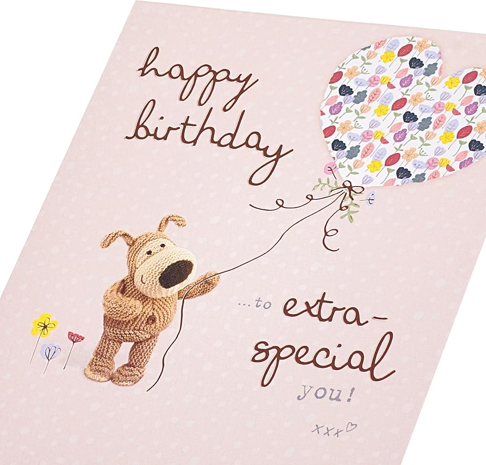 Boofle With Heart Balloon Birthday Card