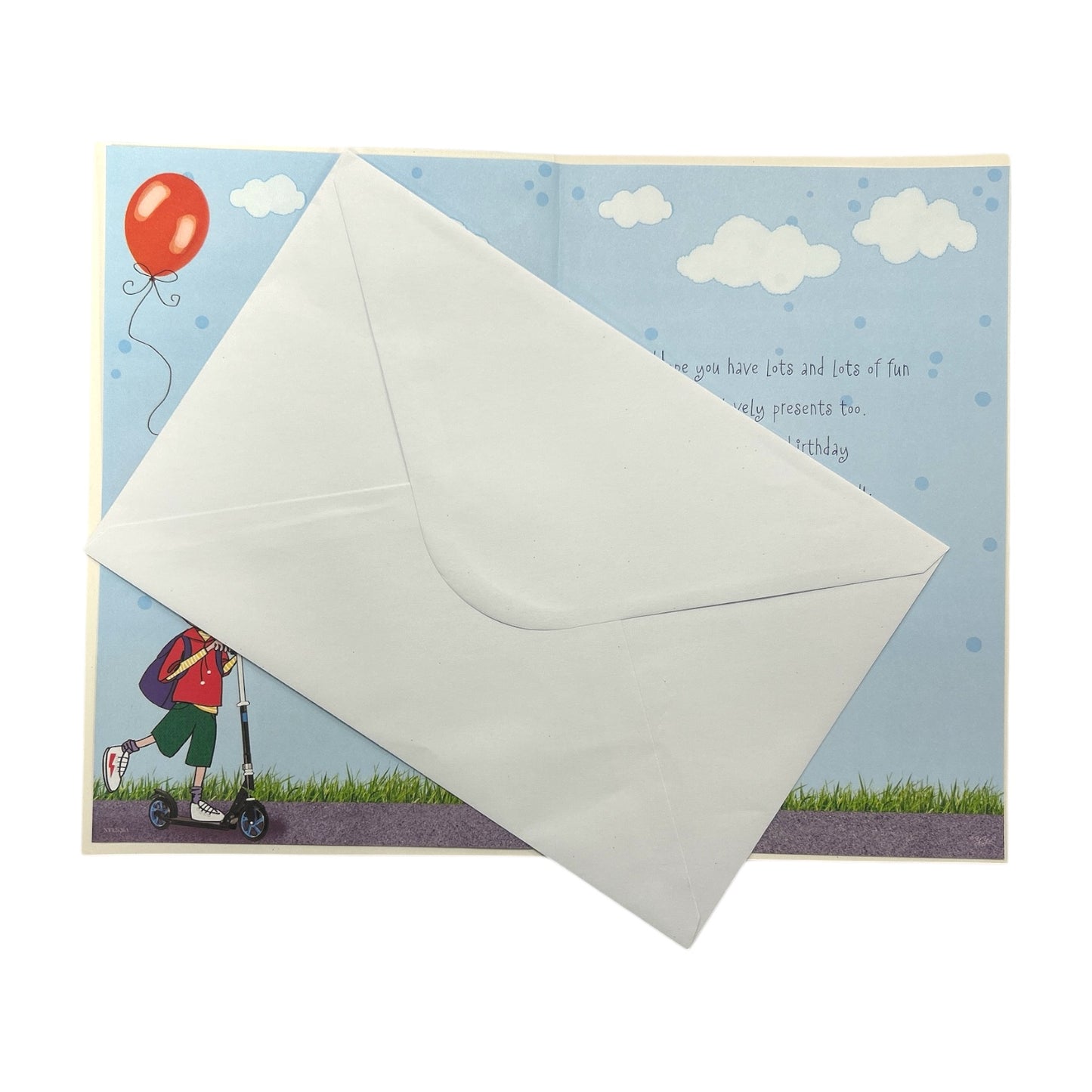 Age 06 Boy Riding A Scooter Juvenile Birthday Card With Badge