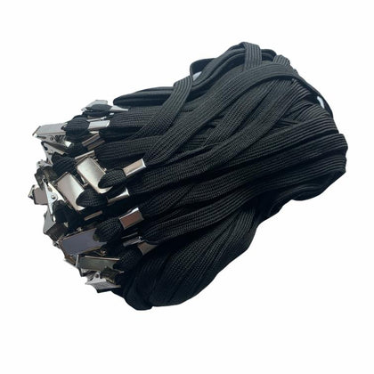 Pack of 100 Black Colour Lanyards with Badge Clip 95cm