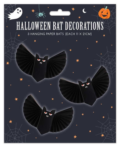 Pack of 3 Halloween Hanging Paper Bat Decorations