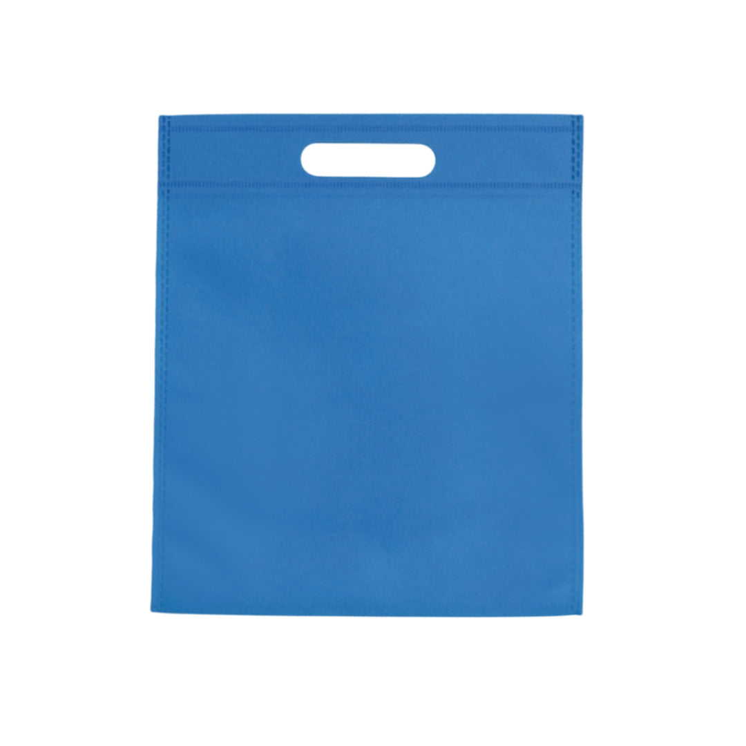Pack of 100 Light Blue Coloured 30x25cm Non-Woven Patch Handle Bags