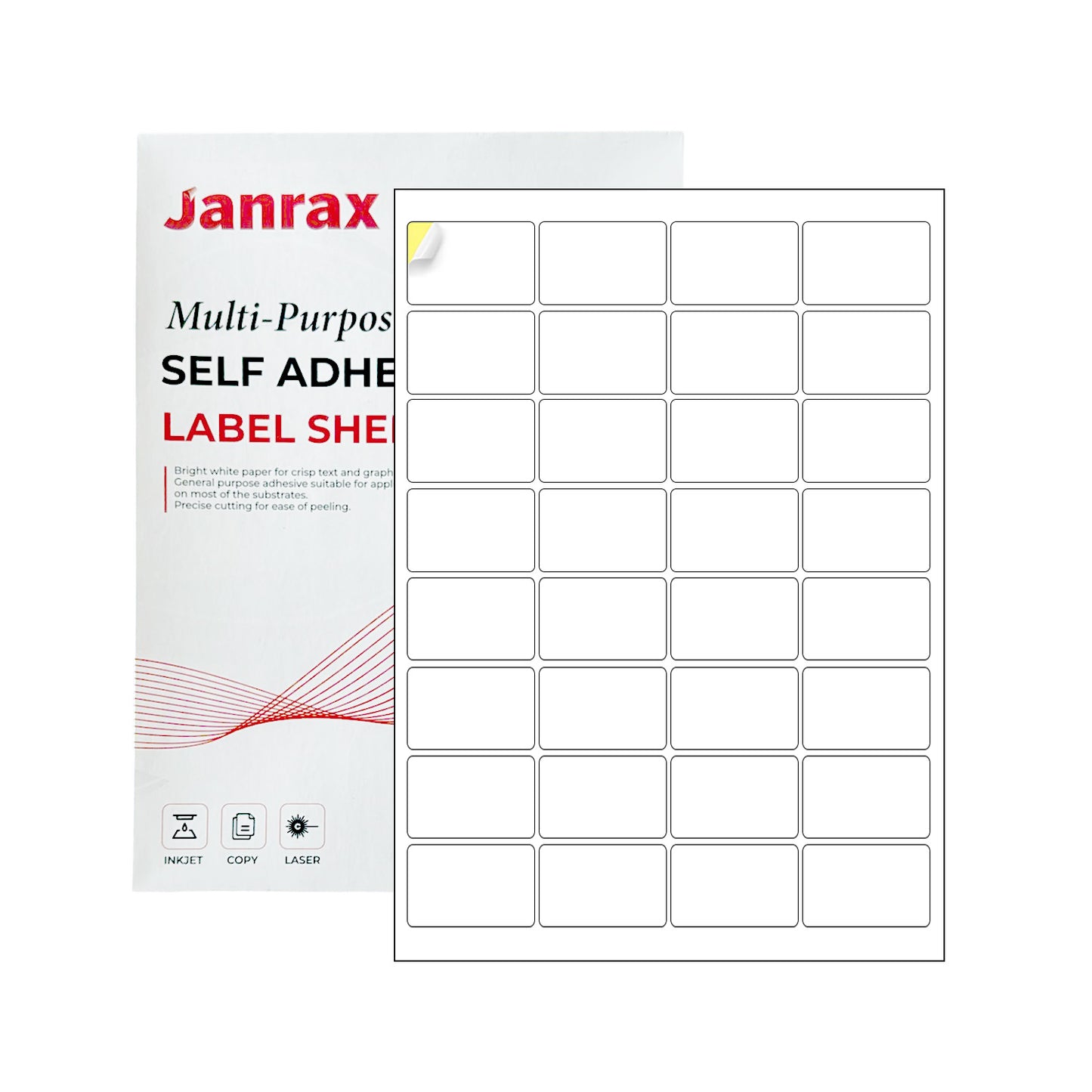 Pack of 3200 White 49x30mm Self Adhesive Labels (32 Labels per A4 Sheet)