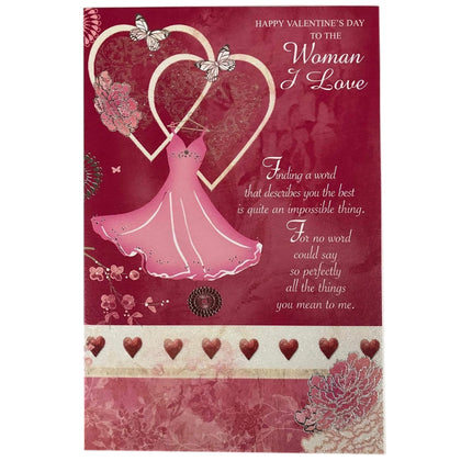 Woman I Love Sentimental Verse Double Love Heart Valentine's Day Card