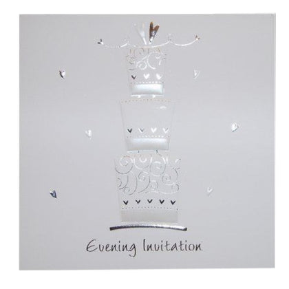 Pack of 5 Luxury White 'Cake' Wedding Evening Invitations