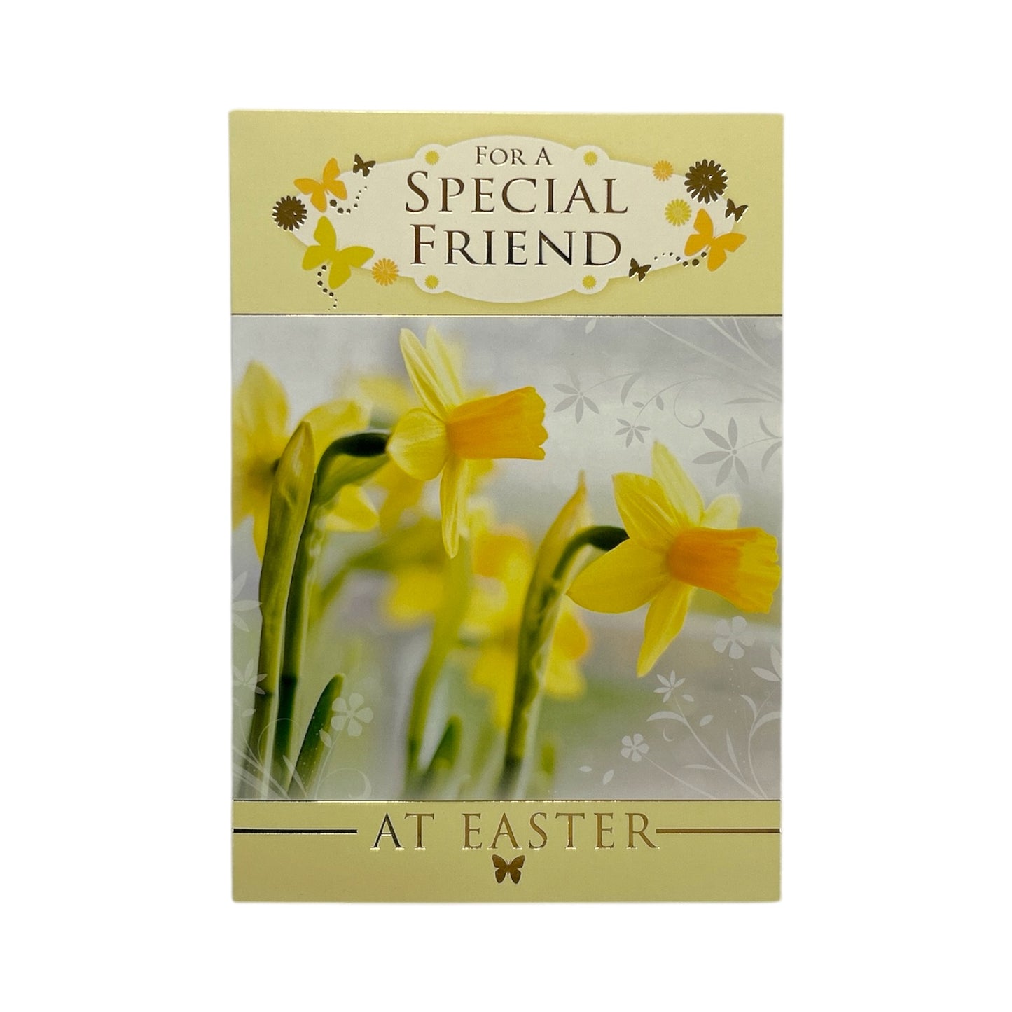 Special Friend Spring Daffodils and Butterflies Design Easter Card