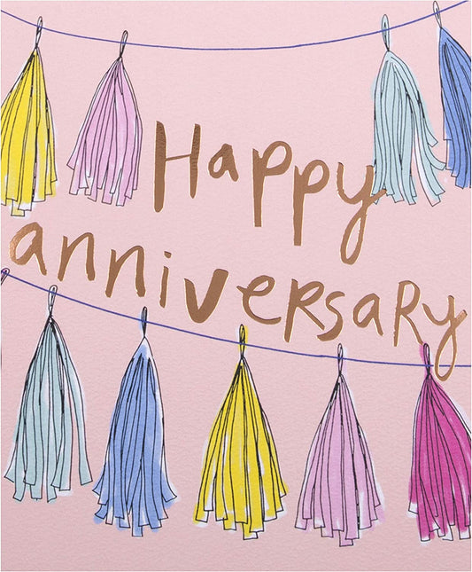Pom Pom Bunting Design Open Anniversary Card