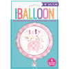 Pink Floral Elephant Round Foil Balloon 18"