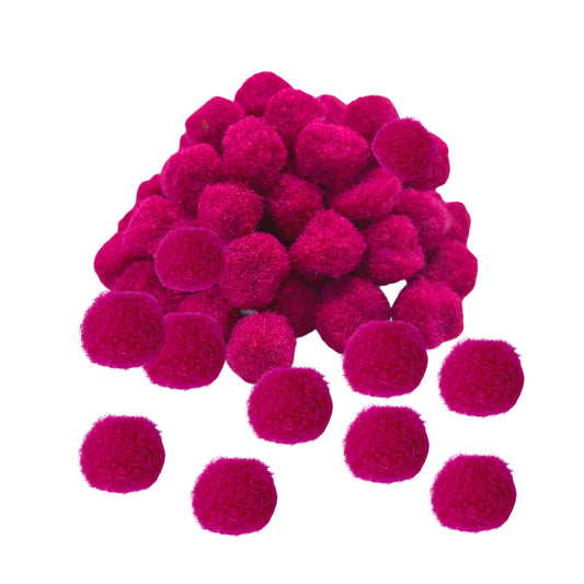 Pack of 50 Hot Pink Pom Poms 1.5cm – Soft Fluffy Craft Balls