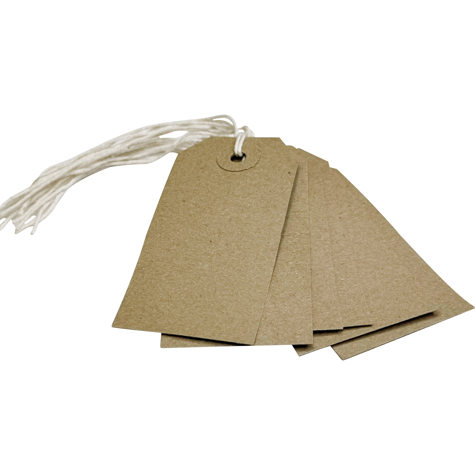 Box of 1000 Brown Buff Strung Tags 82mm x 41mm– Choice Wholesale