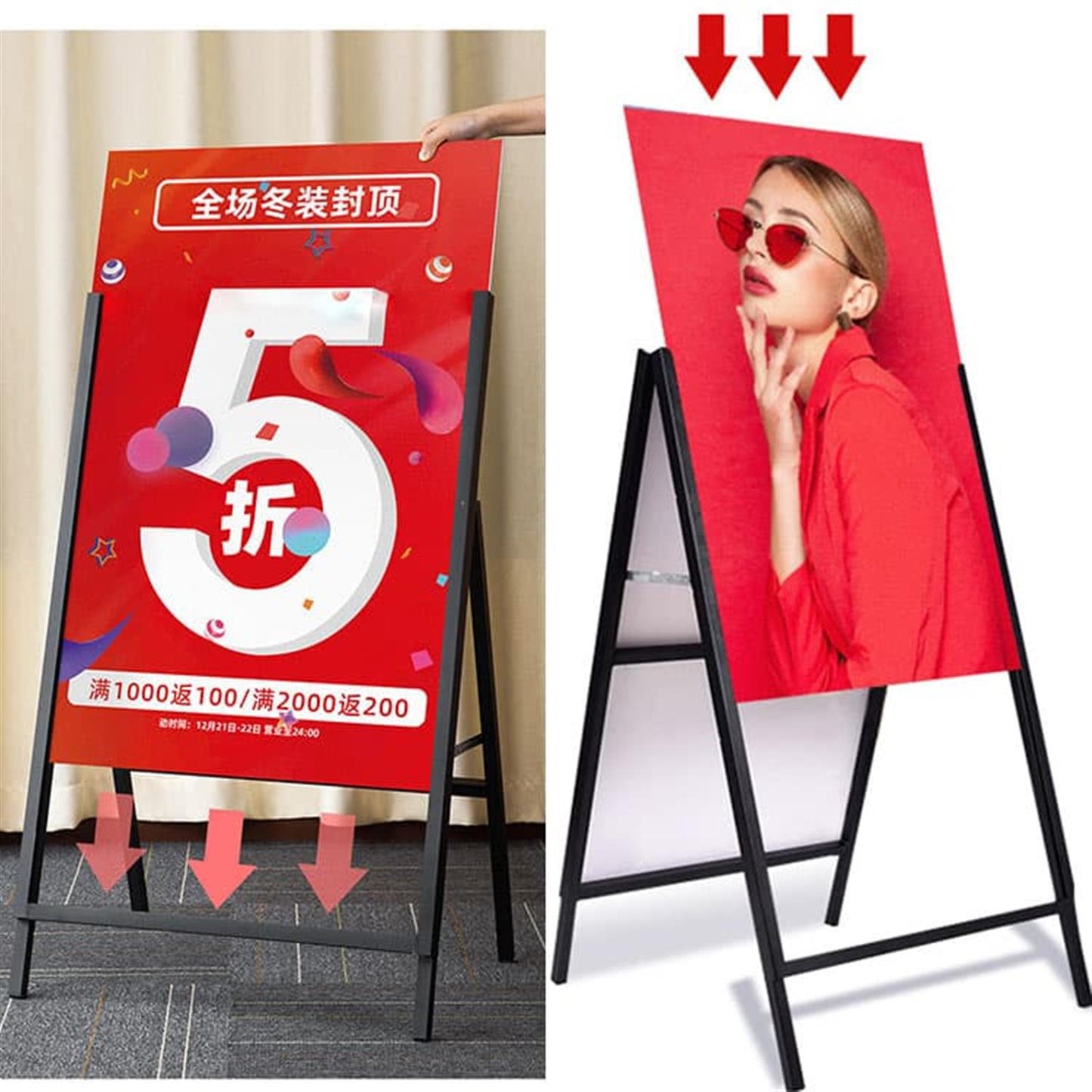 Metal Frame Single Side Advertising Outdoor Poster Display Stand 60 x 90cm