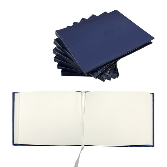 Pack of 24 Plain Cover 100 Pages Navy Blue Autograph Books – School Leavers Signature, End of Term Memory Book