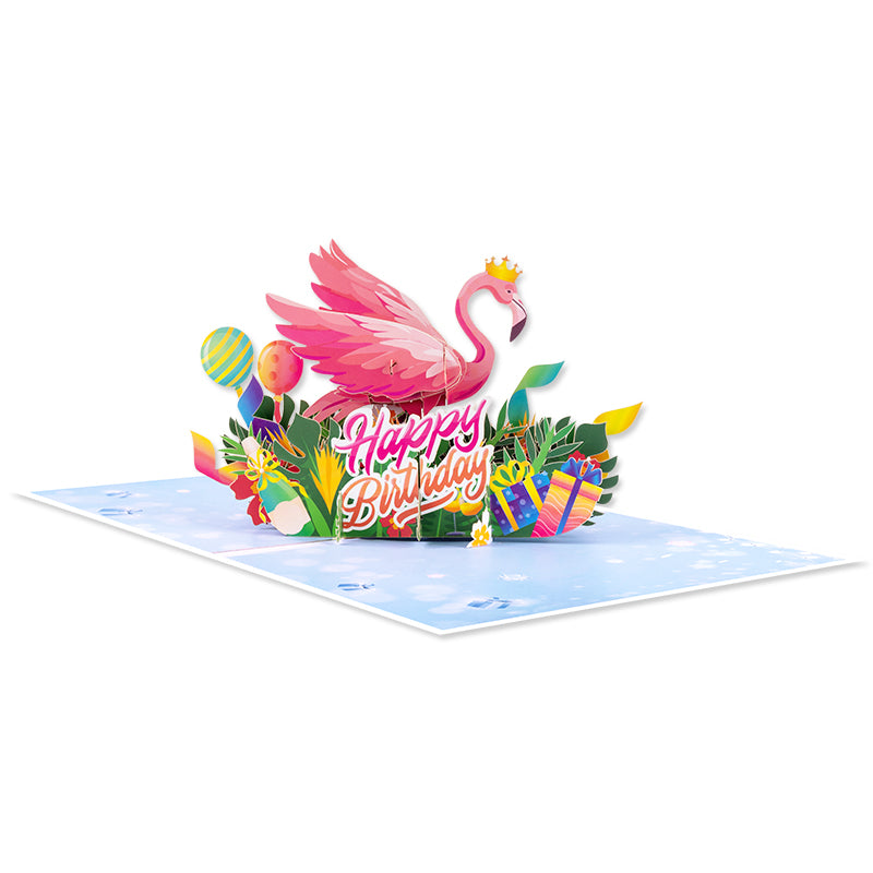 Pink Party Bird 3D Flamingo 3D Pop Up Birthday Card