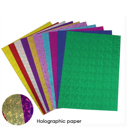 Pack of 10 Holographic Craft Paper Card
