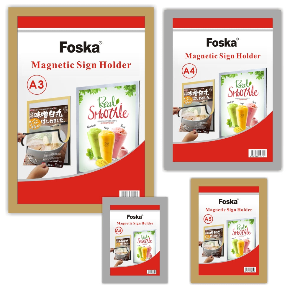 Pack of 6 A5 Magnetic Sign Holder Display Board