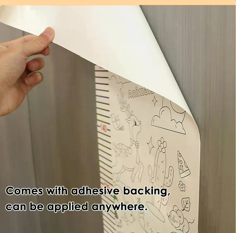 Single Doodling Height Chart Sticker with Removable Glue
