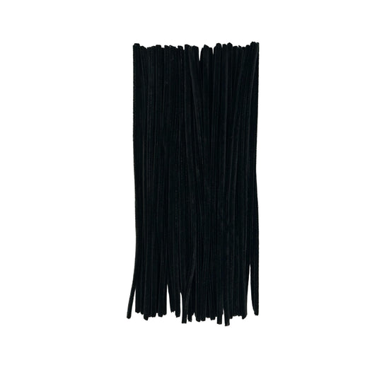 Pack of 50 Black Coloured Pipe Cleaners 30cm x 6mm Craft Chenille Stems